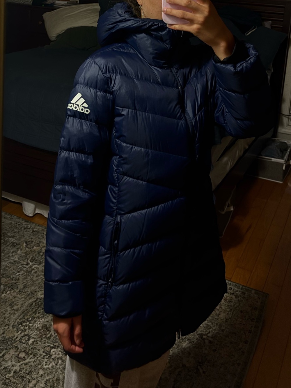 adidas Navy Hooded Puffer Jacket